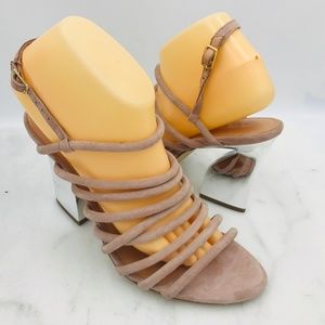 HALSTON HERITAGE VANNA Blush Strappy Sandals NWOB